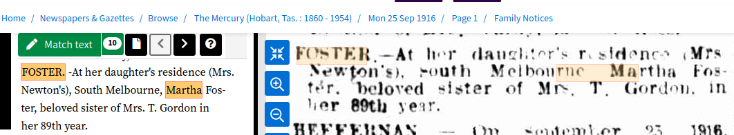 Martha's Death Notice